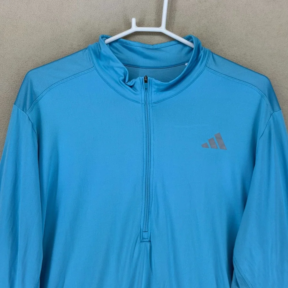 Adidas Running Quarter Zip Long Sleeve Shirt Men's 2XL Blue Primegreen Aeroready